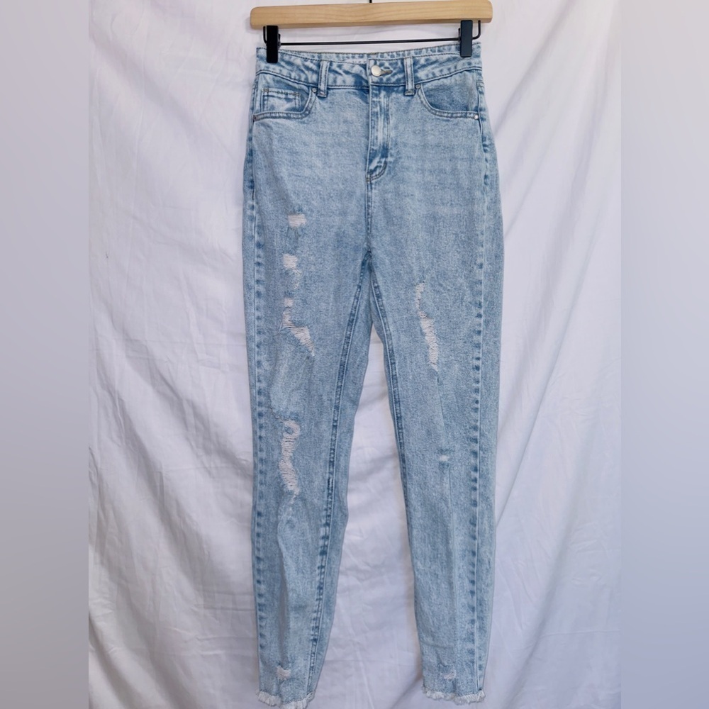 Tinseltown Light Wash Denim High Waisted Distressed Skinny Jeans size 3